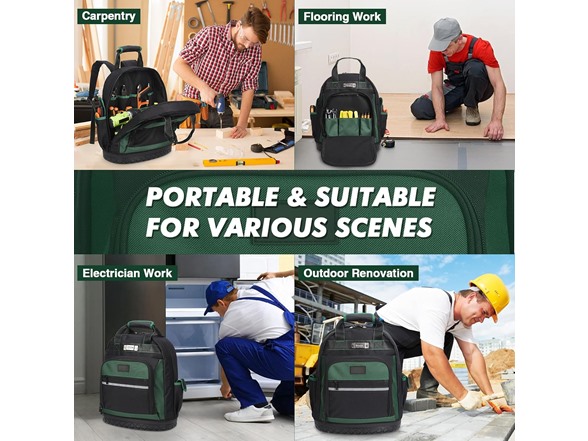 Heavy Duty Oxford Tool Backpack 17'' Curved Hard Base