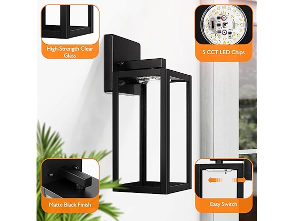 Yochoice 2Pk Outdoor Light Fixture Black Wall Lantern