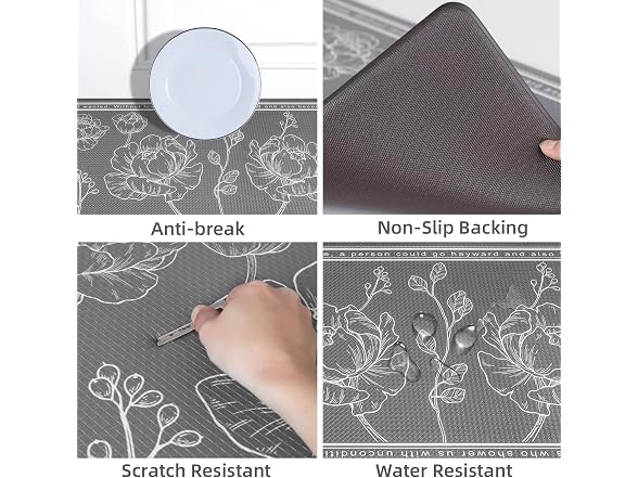 ROTTOGOON Kitchen Floor Mat 2Pk Grey