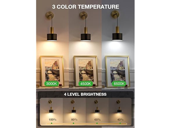 Ownprit Rechargeable Wall Sconces Set