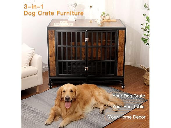 Zelecube 42" Heave Duty Dog Crate Rustic Brown