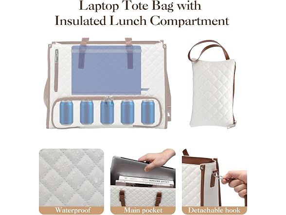 MOVECOM PU Leather Lunch Bag Work Tote