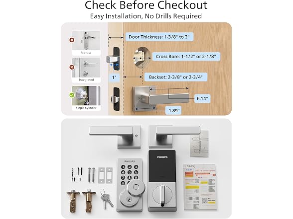 Philips DDL-242X-1HW-L WiFi Keypad Door Handle Lock