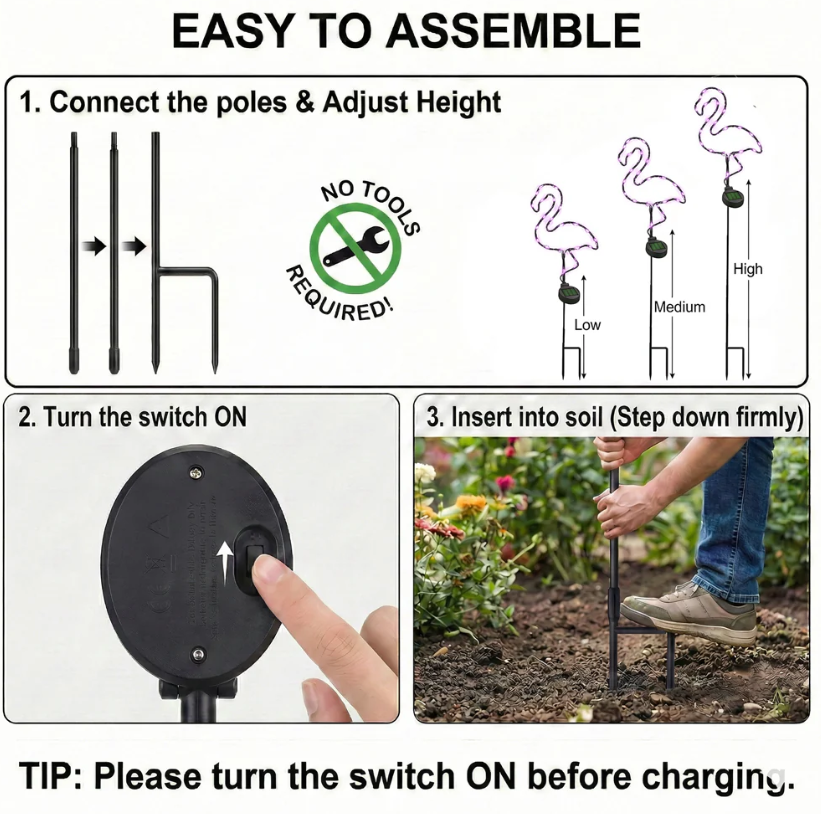 Touch Of ECO Solar Powered LED Garden Stake- Flamingo - Gallery 19