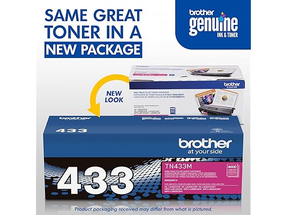 Brother Genuine High Yield Toner Cartridge, TN433M