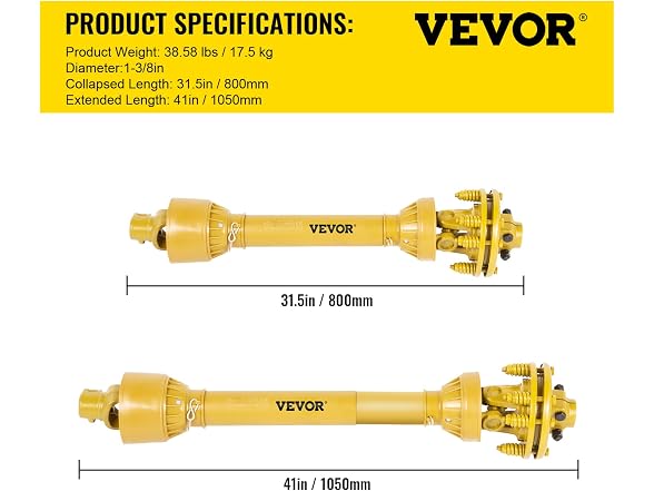 VEVOR 31.5"-41" Brush Hog PTO Shaft