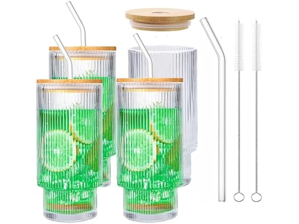 POYDORA 16 OZ Glass Cups with Lids