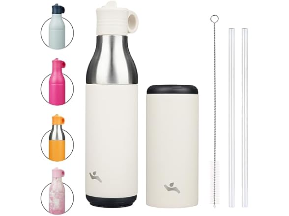 Konokyo Water Bottle with Straw, 13oz, Milky