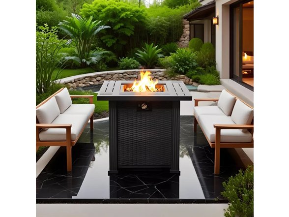 28" Sq 50k BTU Steel Fire Table – Black