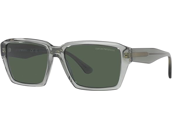 Emporio Armani Men's Low Bridge Fit Rectangular Sunglasses