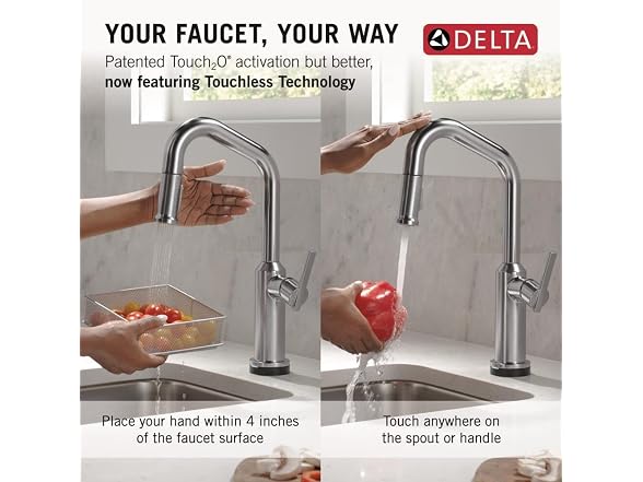 Delta Cordova Brushed Nickel Touchless Bar Sink Faucet, Arctic