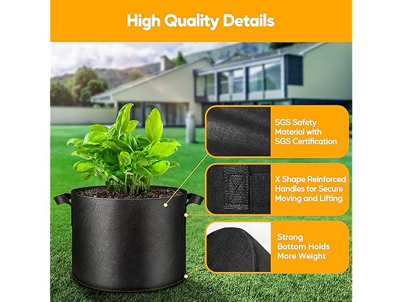 Simple Deluxe Grow Bags 5 Gallon 10 Pack