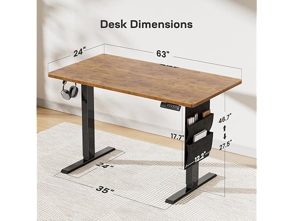 Marsail Standing Desk, 63x24"