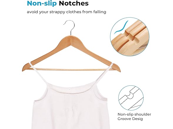 JS Home Non-Slip Wooden Hangers 20 Pack