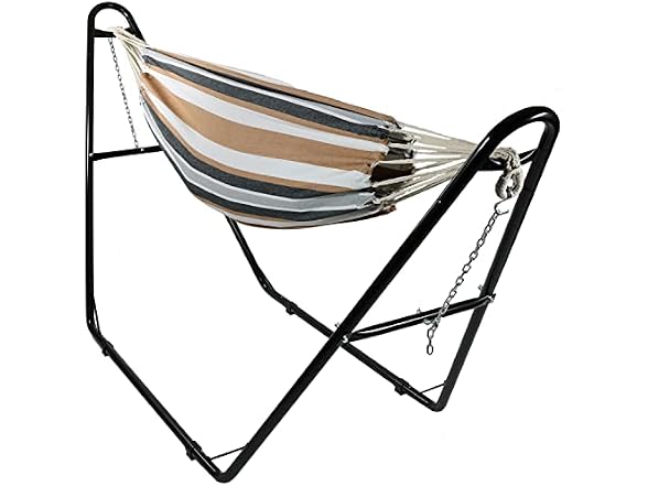 Sunnydaze Double Brazilian Cotton Hammock with Universal Stand