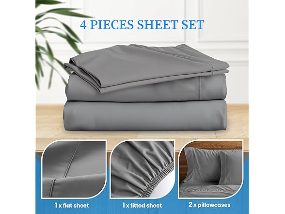 Simple Deluxe 4 Pc Microfiber Sheet Set Queen