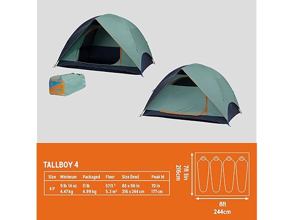 Kelty TALLBOY Family + Car Camping Tent, 4P