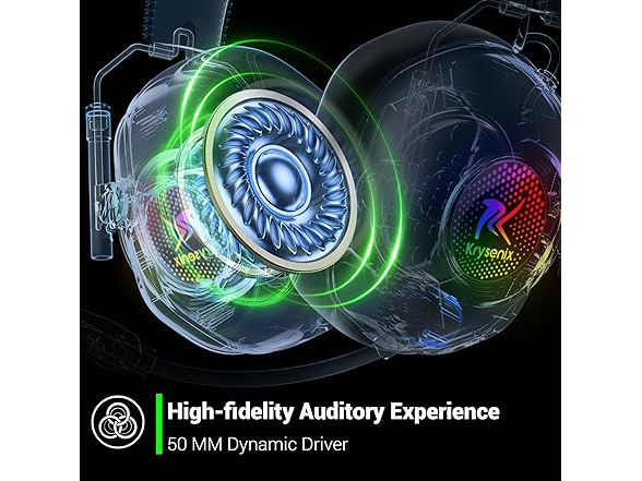 Krysenix Wireless Gaming Headset with Noise Canceling Microphone for PC, PS5