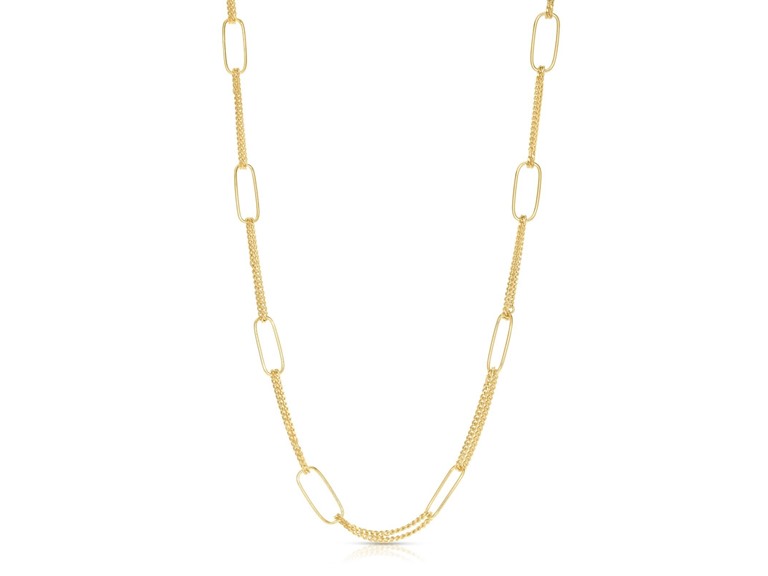 925 Sterling Silver 20 Inch Paperclip Chain Necklace Plated In 18K Gold Made In Italy