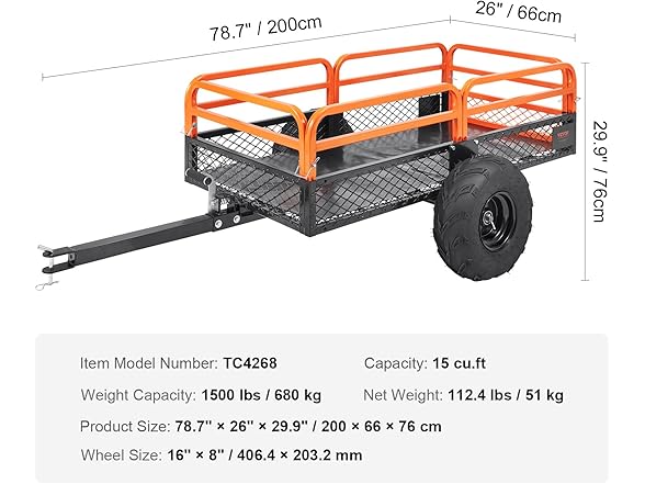 VEVOR Heavy Duty Steel ATV Dump Trailer