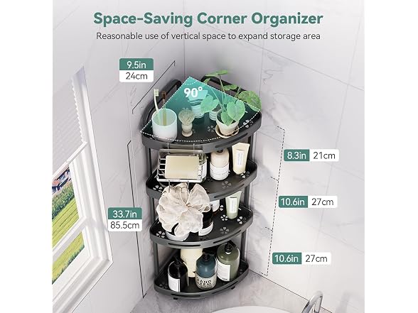 Binecer Corner Shower Caddy Stand, 4 Tier