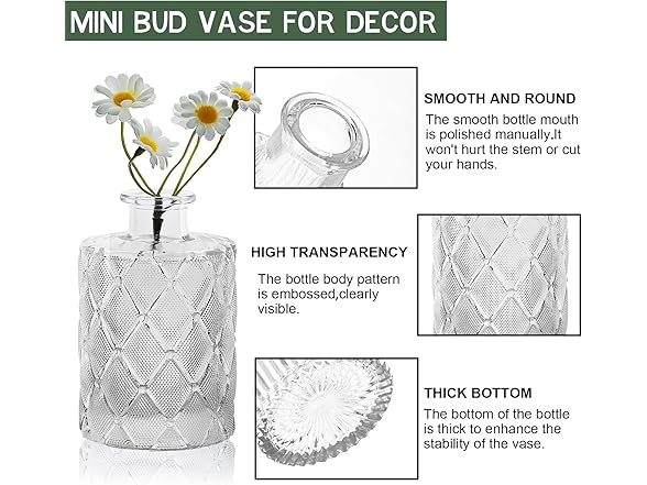 Arme 20Pcs Clear Flower Bud Vases