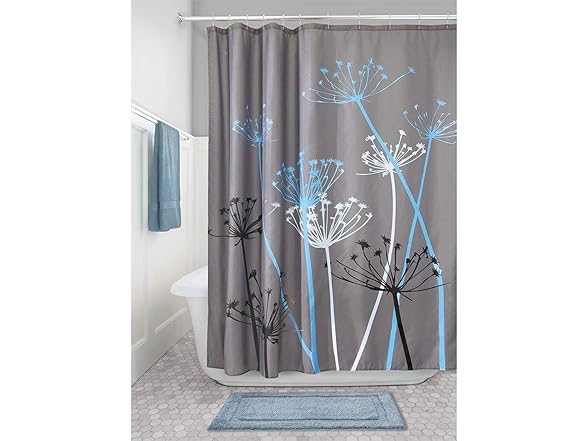 iDesign Thistle Floral Fabric Shower Curtain - 72" x 72"