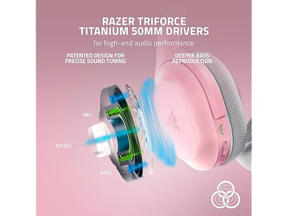 Razer Barracuda Wireless Gaming & Mobile Headset (PC, PlayStation, Switch 2, Android, iOS): 2.4GHz Wireless + Bluetooth - Integrated Noise-Cancelling Mic - 50mm Drivers - 40 Hr Battery - Quartz Pink (Open Box)