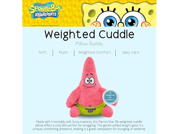 Patrick Star Calming 3Lb Weighted Cuddle Pillow Buddy