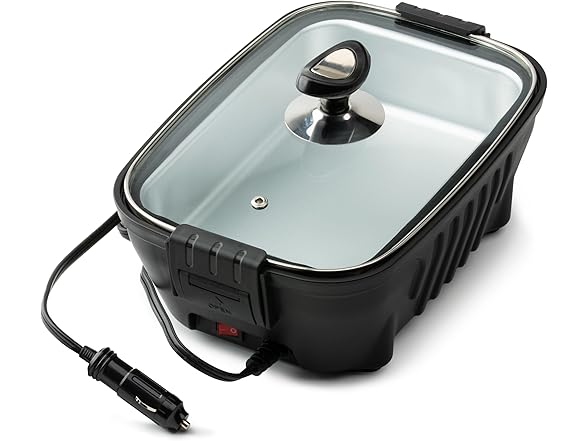 Zone Tech CT0008 12V Personal Roaster with Glass Lid Black