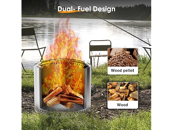 Red Mountain Valley 19'' Portable Wood Burning Smokeless Fire Pit, Silver