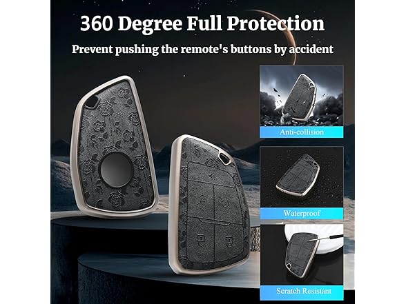 TPU Leather Key Fob Chevy 5Btn Black