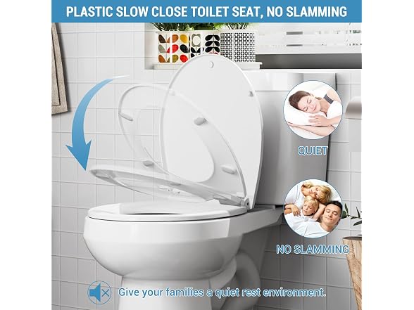OUTLANE Round Toilet Seat, Soft Close Toilet Seat