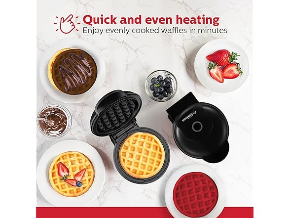 Holstein 4" Mini Waffle Maker Black