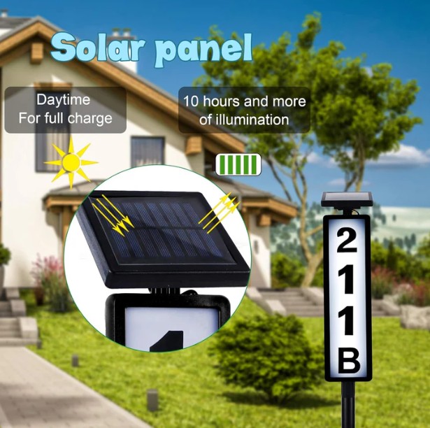 Solar Lighted House Address Sign LED - Gallery 9