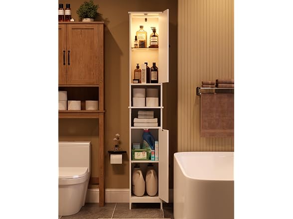 HAIOOU White Tall Narrow Storage Cabinet