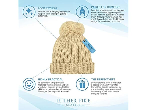LUTHER PIKE Pom Pom Beanie for Women