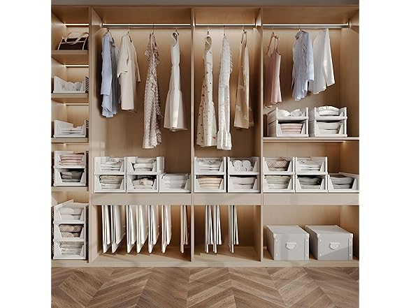 PINKPUM 5 Pack Stackable Plastic Storage Basket