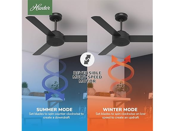 Hunter Fan 44" Casual Matte Black Indoor Ceiling Fan