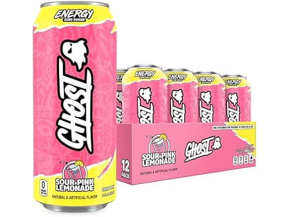 GHOST Energy Drink - 12-Pack, Sour Pink Lemonade