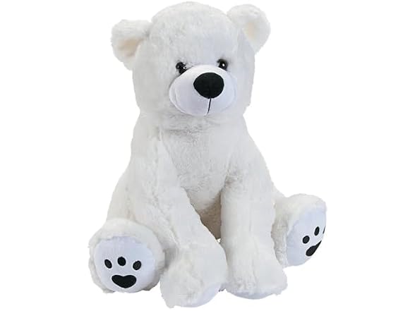 Fun Express White Plush Stuffed Polar Bear (16") 