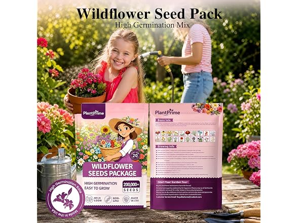 PlantPrime 4oz Wildflower Seed Bulk Mix