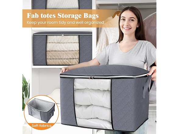 Fab totes 90L Grey 3 Pack Storage Bags