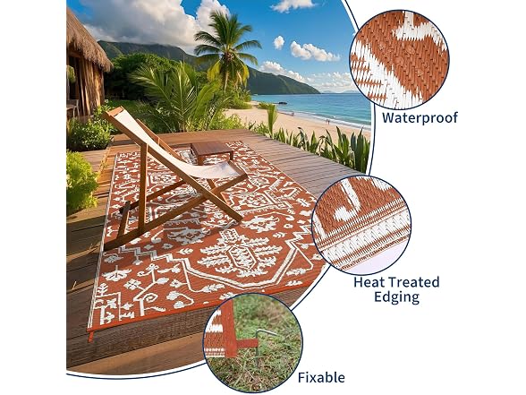 9x12 Outdoor Rug Plastic Straw Brick