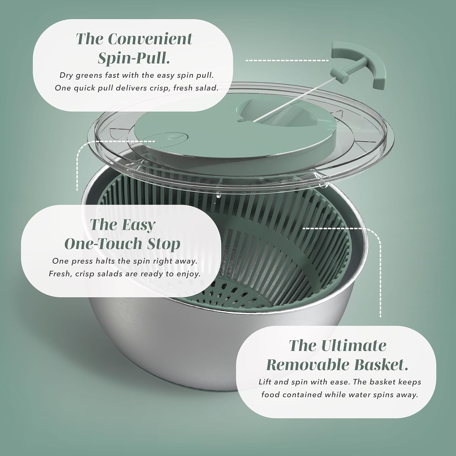 5 Qt. Stainless Steel Salad Spinner - Gallery 17