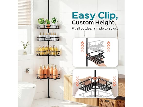 HAMITOR 4-Tier Shower Caddy Tension Pole