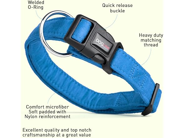 Dogline Comfort Microfiber Flat Collar for Dog
