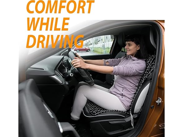 Zone Tech SE0084 Black Wooden Beaded Seat Cover