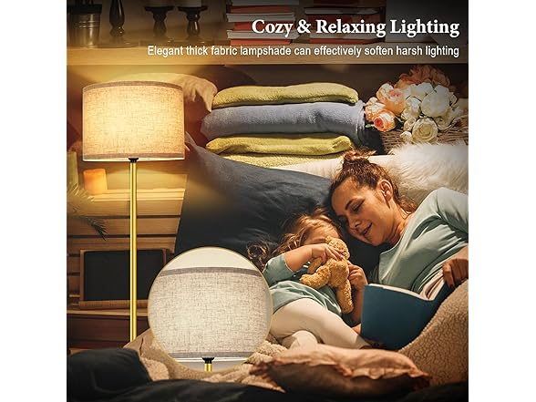 TOBUSA 65‘’ Gold Floor Lamp with 3-Color LED Bulb