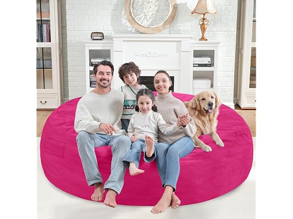 SIMFLAG 7ft Memory Foam Bean Bag - Pink